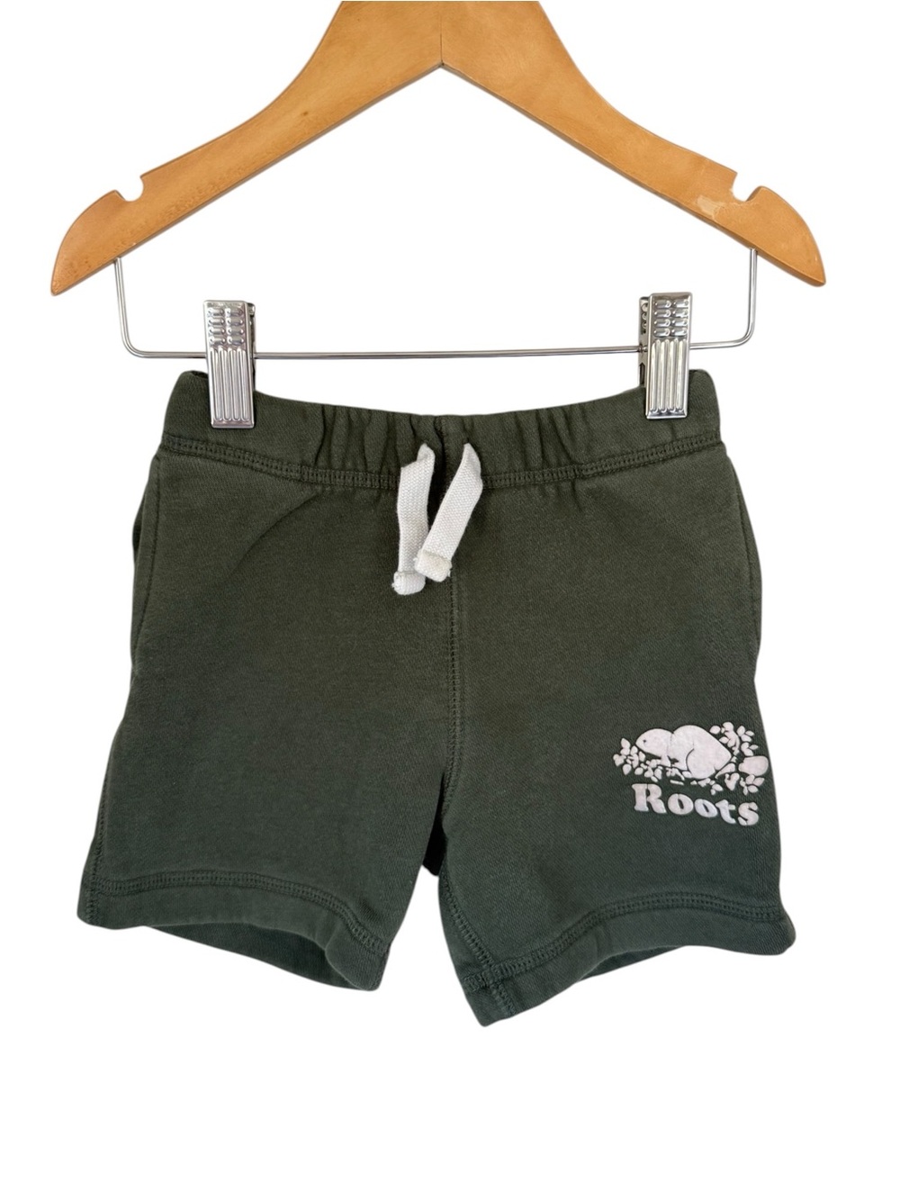 Roots Kids Olive Green Drawstring Logo 3T Shorts